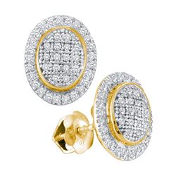 0.25 CTW Diamond Oval Cluster Earrings 10KT Yellow Gold - REF-26H9M