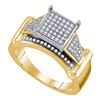 Image 1 : 0.25 CTW Diamond Square Cluster Ring 10KT Yellow Gold - REF-38H9M