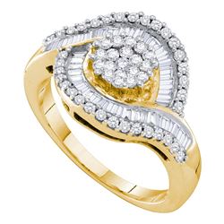 1 CTW Diamond Flower Cluster Ring 14KT Yellow Gold - REF-94Y4X