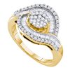 Image 1 : 1 CTW Diamond Flower Cluster Ring 14KT Yellow Gold - REF-94Y4X