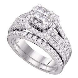 1.2 CTW Princess Diamond Bridal Engagement Ring 14KT White Gold - REF-157N5F