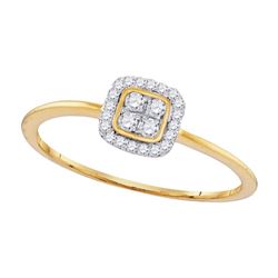 0.14 CTW Diamond Square Cluster Ring 10KT Yellow Gold - REF-13Y4X