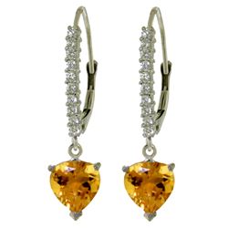 Genuine 3.55 ctw Citrine & Diamond Earrings Jewelry 14KT White Gold - REF-62A2K