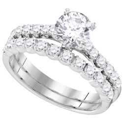 2.2 CTW Diamond Bridal Wedding Engagement Ring 14KT White Gold - REF-420N2F