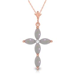 Genuine 0.69 ctw Opal & Diamond Necklace Jewelry 14KT Rose Gold - REF-31A2K