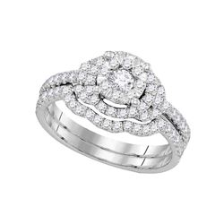 0.63 CTW Diamond Bridal Wedding Engagement Ring 14KT White Gold - REF-116N9F