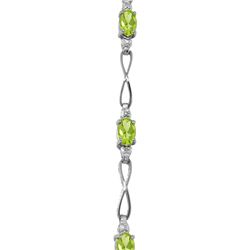 Genuine 1.16 ctw Peridot & Diamond Bracelet Jewelry 14KT White Gold - REF-62T3A