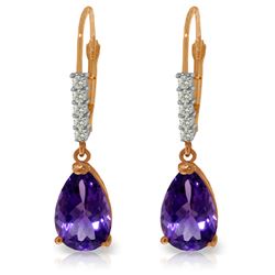 Genuine 3.15 ctw Amethyst & Diamond Earrings Jewelry 14KT Rose Gold - REF-44V3W