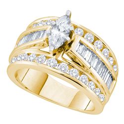 1 CTW Marquise Diamond Certified Bridal Engagement Ring 14k Yellow Gold - REF-127Y4X