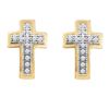 Image 1 : 0.10 CTW Diamond Small Cross Screwback Earrings 10KT Yellow Gold - REF-12F2N