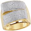 Image 1 : 1.16 CTW Mens Pave-set Diamond Rectangle Cluster Ring 10KT Yellow Gold - REF-134X9Y