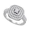 Image 1 : 1.05 CTW Princess Diamond Solitaire Triple Halo Bridal Ring 14KT White Gold - REF-109M4H