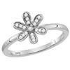 Image 1 : 0.10 CTW Diamond Floral Stackable Ring 10KT White Gold - REF-18X2Y