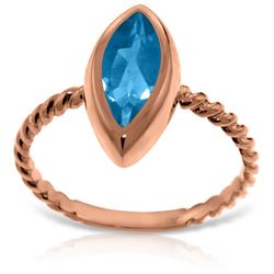 Genuine 2.5 ctw Blue Topaz Ring Jewelry 14KT Rose Gold - REF-39R9P