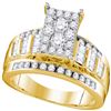 Image 1 : 0.92 CTW Diamond Rectangle Cluster Bridal Engagement Ring 10KT Yellow Gold - REF-71X9Y