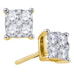 0.68 CTW Diamond Cluster Screwback Earrings 18KT Yellow Gold - REF-134N9F