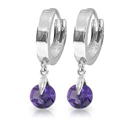 Genuine 1.50 ctw Amethyst Earrings Jewelry 14KT White Gold - REF-25V8W