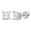 Image 1 : 0.98 CTW Princess Diamond Solitaire Stud Earrings 14KT White Gold - REF-202X5Y