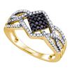 Image 1 : 0.35 CTW Black Color Diamond Square Cluster Ring 10KT Yellow Gold - REF-34X4Y