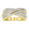 Image 1 : 0.63 CTW Diamond Crossover Five Row Ring 10KT Yellow Gold - REF-41M9H