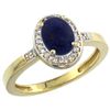 Image 1 : Natural 0.83 ctw Lapis & Diamond Engagement Ring 14K Yellow Gold - REF-30W2K