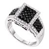 Image 1 : 0.66 CTW Black Color Diamond Rectangle Cluster Ring 14KT White Gold - REF-41N9F