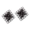 Image 1 : 0.25 CTW Black Color Diamond Square Cluster Earrings 14KT White Gold - REF-18F2N