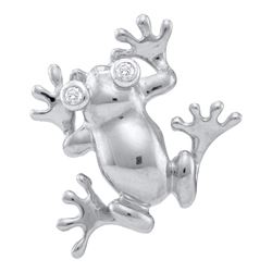 0.02 CTW Bezel-set Diamond Frog Eyes Pendant 10KT White Gold - REF-11F2N