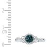 Image 2 : 0.25 CTW Blue Color Diamond Cluster Ring 10KT White Gold - REF-22X4Y