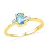 Image 1 : 1.05 CTW Oval Created Blue Topaz Solitaire Diamond Ring 10KT Yellow Gold - REF-12Y2X