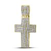 Image 1 : 0.25 CTW Mens Diamond Cross Layered Charm Pendant 10KT Yellow Gold - REF-26M9H