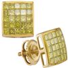 Image 1 : 1.04 CTW Mens Princess Yellow Color Diamond Earrings 10KT Yellow Gold - REF-49M5H