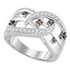 Image 1 : 0.33 CTW Cognac-brown Color Diamond Openwork Crossover Strand Ring 10KT White Gold - REF-37X5Y