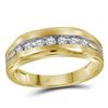 Image 1 : 0.26 CTW Mens Diamond Grooved Wedding Ring 10KT Two-tone Gold - REF-25Y4X