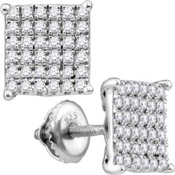 0.51 CTW Diamond Square Cluster Screwback Earrings 10KT White Gold - REF-41F2N