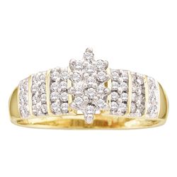 0.26 CTW Prong-set Diamond Oval Cluster Ring 10KT Yellow Gold - REF-18H2M