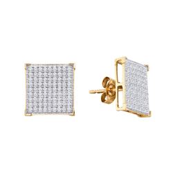 0.50 CTW Diamond Square Cluster Earrings 10KT Yellow Gold - REF-40F4N