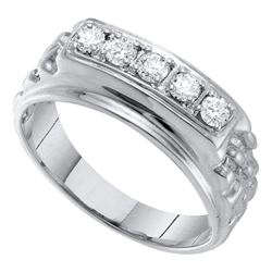 0.50 CTW Mens Masculine Traditional Diamond Nugget Ring 10KT White Gold - REF-52F4N