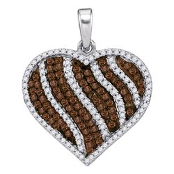 1.5 CTW Cognac-brown Color Diamond Heart Pendant 10KT White Gold - REF-52H4M