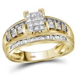 0.49 CTW Princess Diamond Cluster Bridal Engagement Ring 14KT Yellow Gold - REF-52Y4X