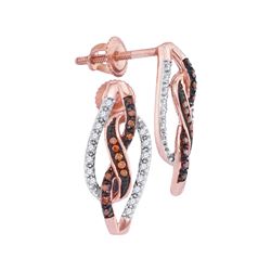 0.15 CTW Red Color Diamond Infinity Screwback Earrings 10KT Rose Gold - REF-19M4H