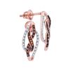 Image 1 : 0.15 CTW Red Color Diamond Infinity Screwback Earrings 10KT Rose Gold - REF-19M4H