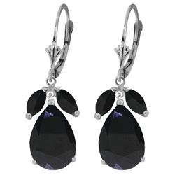 Genuine 10.30 ctw Sapphire Earrings Jewelry 14KT White Gold - REF-95A5K