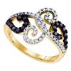 Image 1 : 0.33 CTW Black Color Diamond Curl Ring 10KT Yellow Gold - REF-32H9M