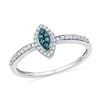 Image 1 : 0.20 CTW Blue Color Diamond Cluster Ring 10KT White Gold - REF-19X4Y