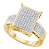 Image 1 : 0.30 CTW Pave-set Diamond Rectangle Cluster Ring 10KT Yellow Gold - REF-37M5H