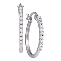 0.24 CTW Diamond Snap-down Hoop Earrings 14KT White Gold - REF-26X9Y