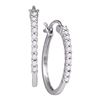 Image 1 : 0.24 CTW Diamond Snap-down Hoop Earrings 14KT White Gold - REF-26X9Y