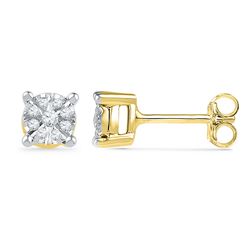 0.14 CTW Diamond Cluster Screwback Earrings 10KT Yellow Gold - REF-24W2K