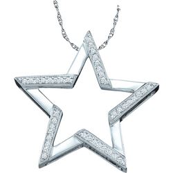 0.10 CTW Diamond Star Outline Pendant 10KT White Gold - REF-18F2N